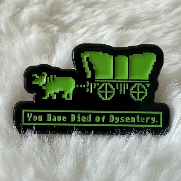 🐂“Died of Dysentery” Vintage OG Oregon Trail Enamel Pin - Picture 1 of 8